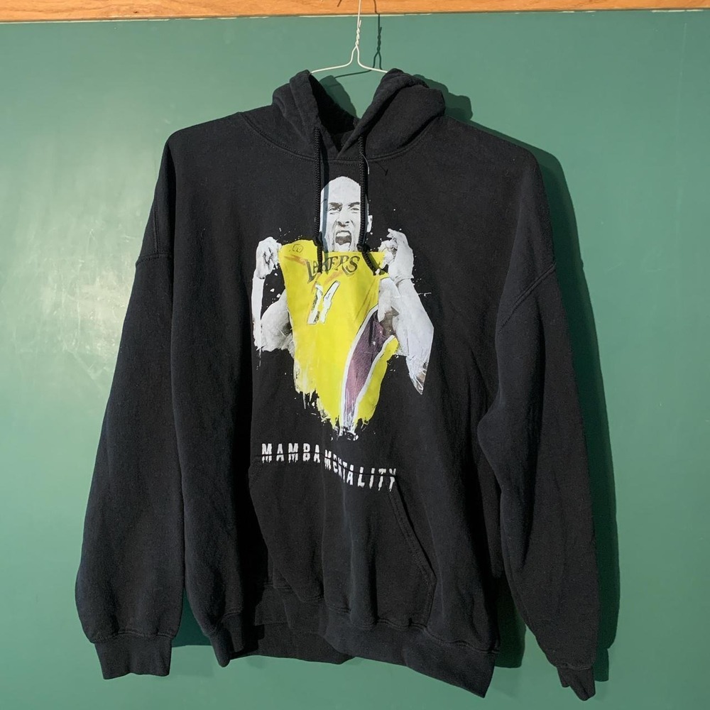 Gildan Kobe Bryant Mamba Mentality Hoodie Mens XL Black Vintage NBA Lakers Retro